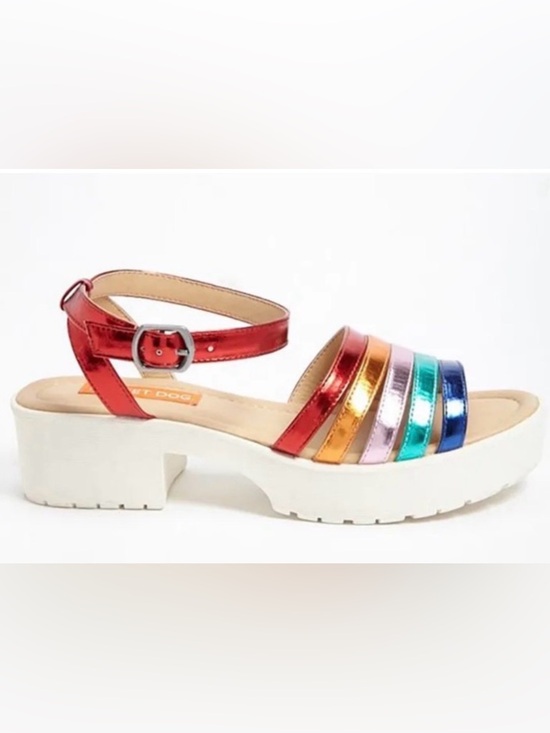 Rocket Dog Shoes - Metallic Rainbow Strappy Rocket Dog Platform Sandals Y2K